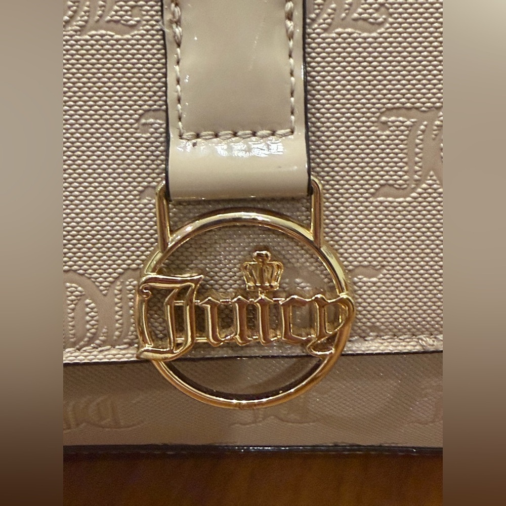 Juicy Couture Cafe Au Lait Monogram Mini Satchel + Crossbody Purse Bag Neutral - Picture 12 of 14